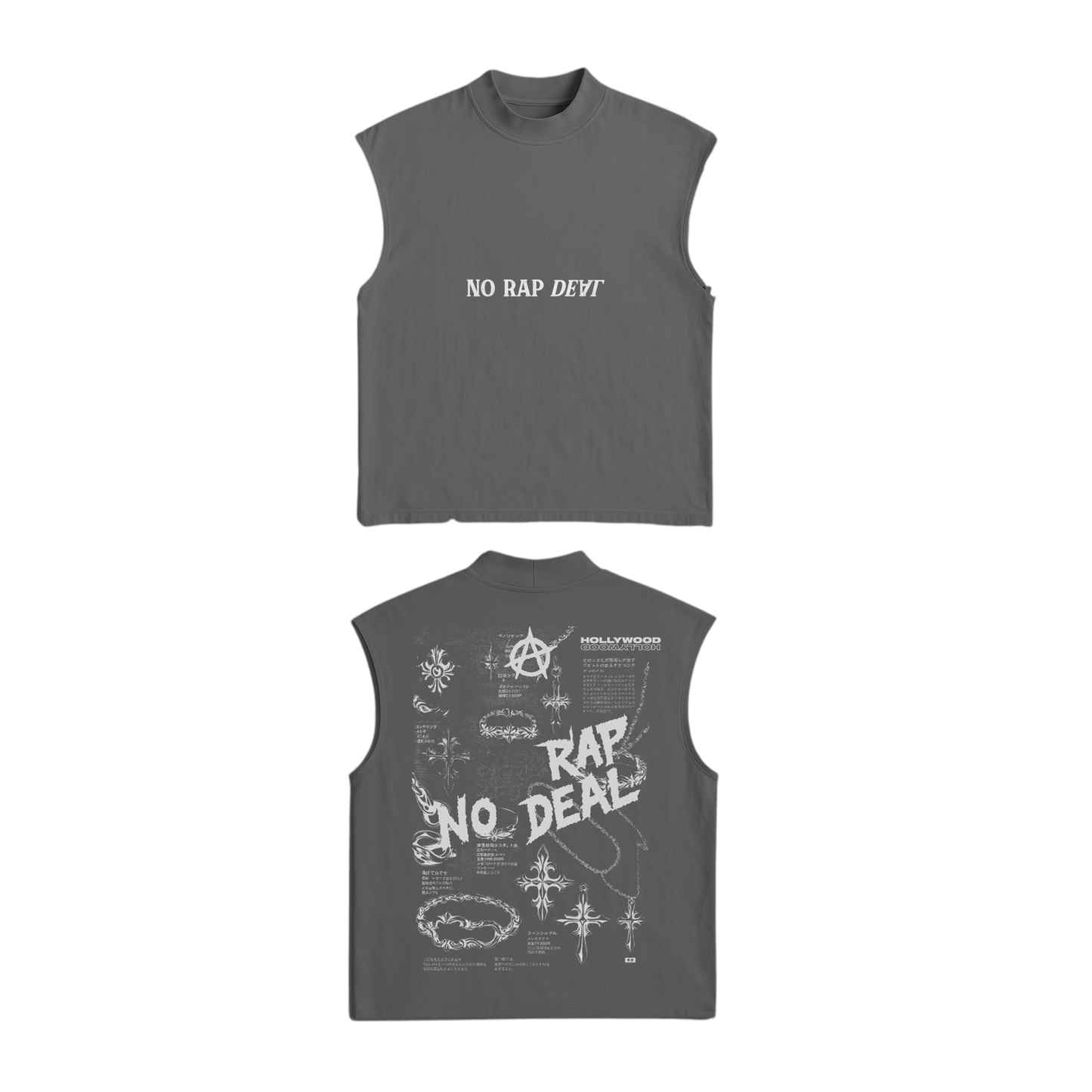 NO RAP DEAL CROPPED CUT OFF TANK - VINTAGE GREY